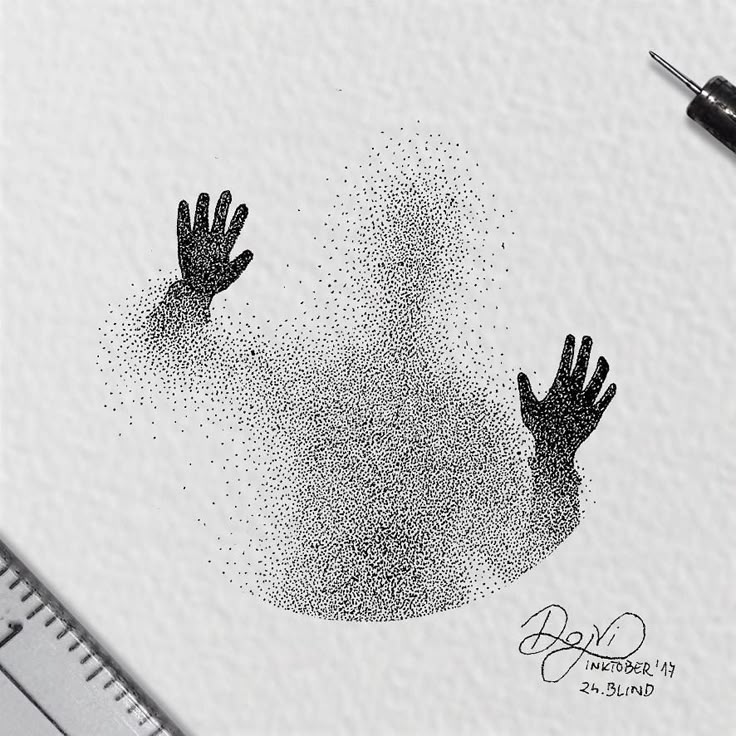 a drawing of two hands reaching for something