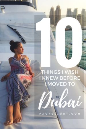 a woman sitting on the back of a boat with text overlay reading 10 things i wish i knew before i moved to dubai