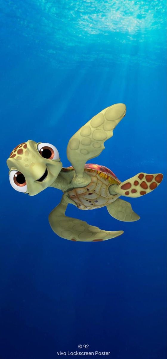 a sea turtle with big eyes swimming in the ocean