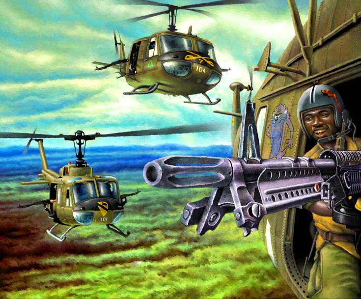 US helicopters in Vietnam 1968- by Łukasz Mieszkowski Vietnam Warrior Art, Battlefield Painting, Helicopter Art, Military Poster, Warrior Art, Vietnam Art, Military Drawings, Airplane Fighter, Military Artwork