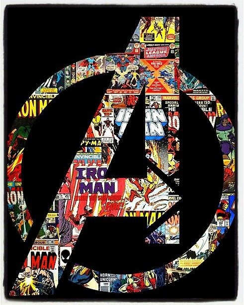 the avengers symbol made out of comic books