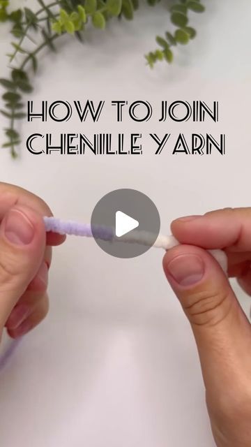 two hands holding a toothbrush with the words how to join chenille yarn