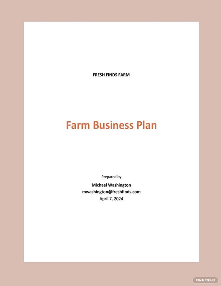 the farm business plan is shown in red and white, with an orange stripe on it