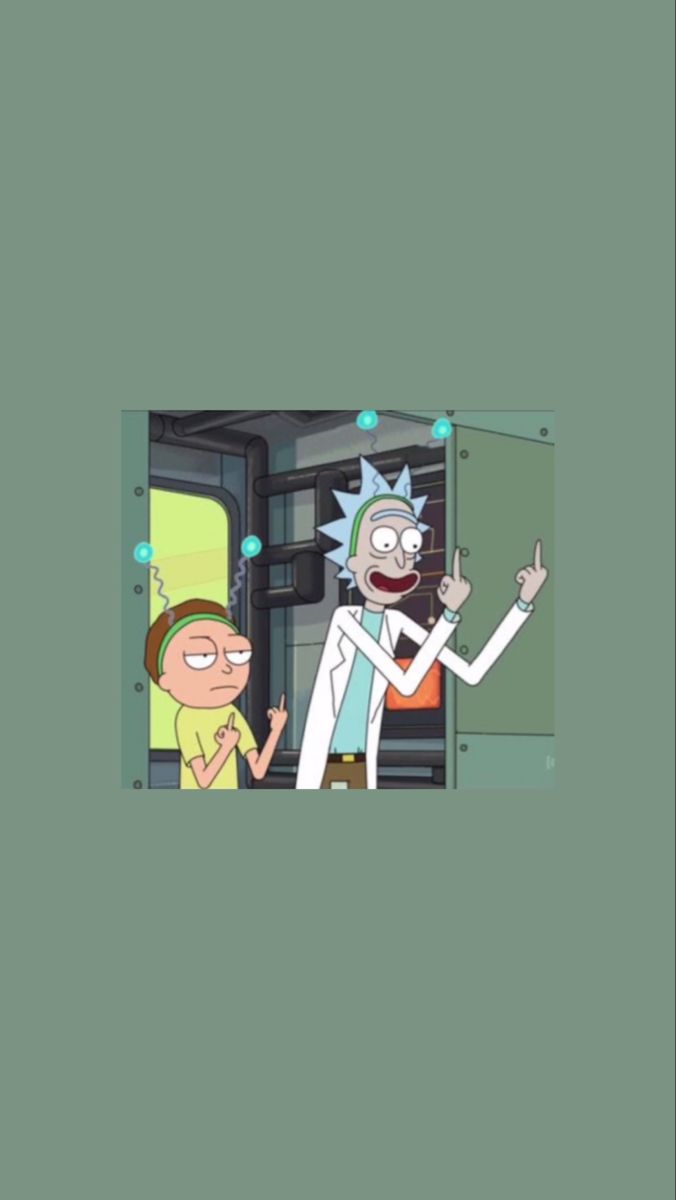 an animated image of rick and mort from the cartoon rick - lee show, with one pointing