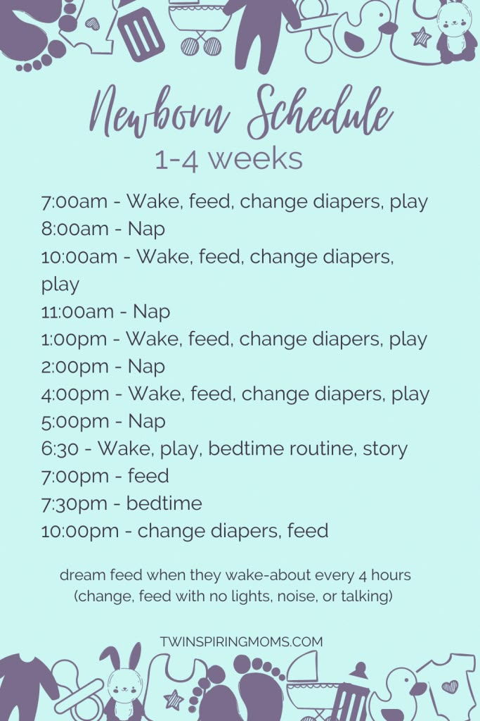 a poster with information about the baby's schedule