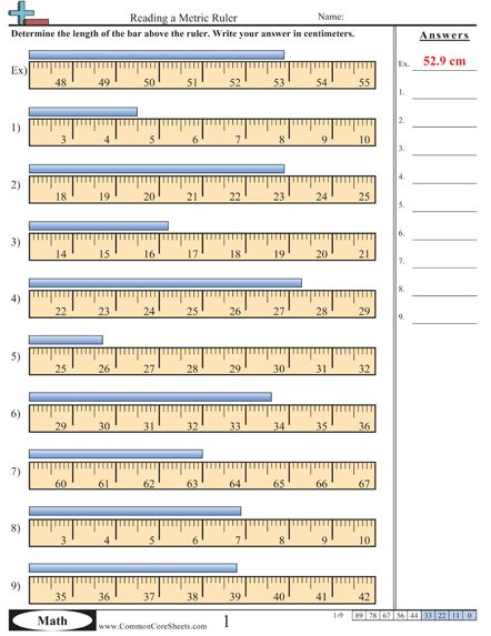 a ruler worksheet with numbers and measurements for students to practice their measurement skills