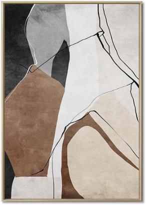 an abstract painting with brown and white colors