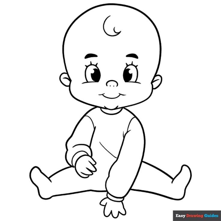 Free Baby Coloring Page for Kids Preschool Creative Art, Easy Drawing Guides, People Coloring Pages, Baby Coloring Pages, Free Printable Coloring Sheets, Drawing Guides, Kids Print, Coloring Sheets For Kids, Baby Drawing