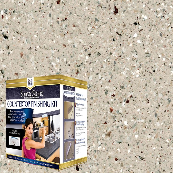 SpreadStone Mineral Select Countertop Finishing Kit is real stone in a unique three-step system that adds an elegant new surface to existing laminate kitchen and bath countertops -as well as old kitchen tabletops, bar tops, coffee tables and other surfaces. The complete process is fast and simple, requiring no special tools or time-consuming creative skills to achieve outstanding results. Simply roll on each layer as directed to achieve decorative and lasting functional surfaces fast. Daich Coun Daich Countertop, Countertop Refinishing Kit, Countertop Refinishing, Sticky Tile, Method Soap, Countertop Paint, Bath Countertops, Resurface Countertops, Refinish Countertops