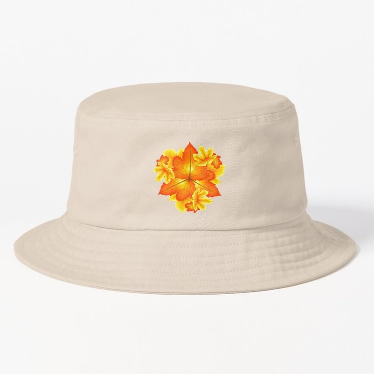 Orange Bucket Hat, Leaves Mandala, Outdoor Fashion, Bucket Hats, Hats For Sale, Autumn Leaves, Bucket Hat, Summer Fashion, Unique Designs