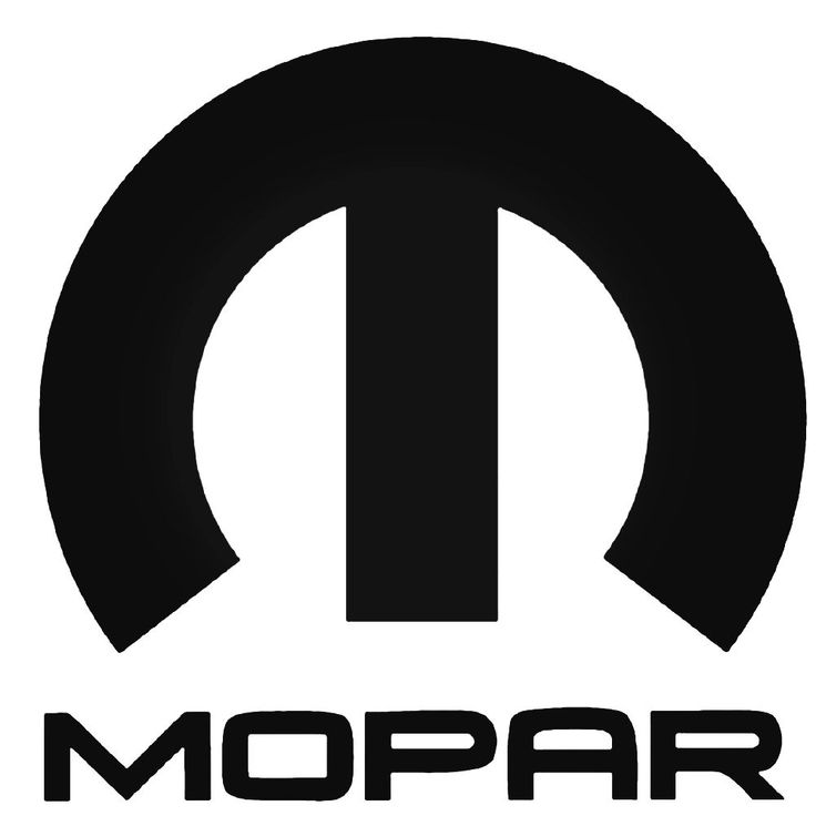 the mopar logo is shown in black and white