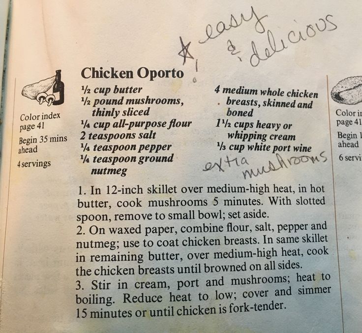 an old recipe book with instructions on how to cook chicken