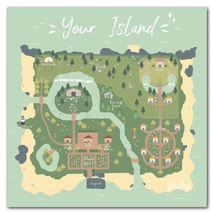 a map with the words, your island on it and an image of a park