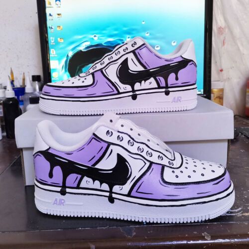 Custom purple drip designed Women's Nike Air Force 1's Wallpaper Nike, Nike Shoes Women Fashion, Custom Sneakers Diy, Pretty Sneakers, Custom Shoes Diy, Diy Sneakers, Nike Shoes Air Force, Nike Fashion Shoes, Nike Shoes Girls