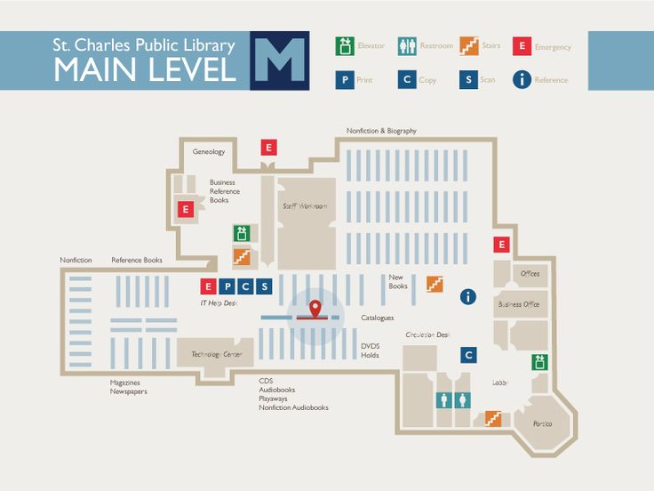 the map for st charles's public library main level