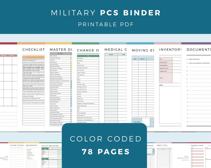 Instant download, PCS binder printable PDF Pack (78 pages) This printable PCS binder is one of our many print at home planner packs, ready to download, print and insert in your planner or binder. This pcs checklist printable comes in both A4 (210 x 297 mm) and US Letter (8.5x11 inch) sizes, meaning that it will work with printers around the globe. Once purchased, you will receive an instant download, ready to print military moving binder for your planning needs. This pack contains 78 printable p Pcs Checklist, Moving Binder, College Student Organization, Travel Packing List Printable, Pcs Binder, Bills Checklist, Check Lists, Military Move, Student Planner Printable