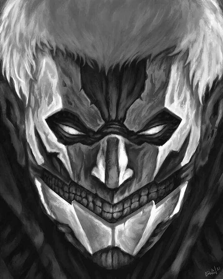 a drawing of the joker in black and white