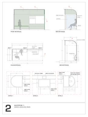 an architectural drawing shows the various sections of a building and its interior area, including two rooms