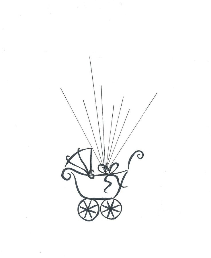 a black and white drawing of a baby carriage