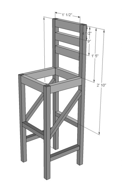 a wooden chair with measurements for the seat