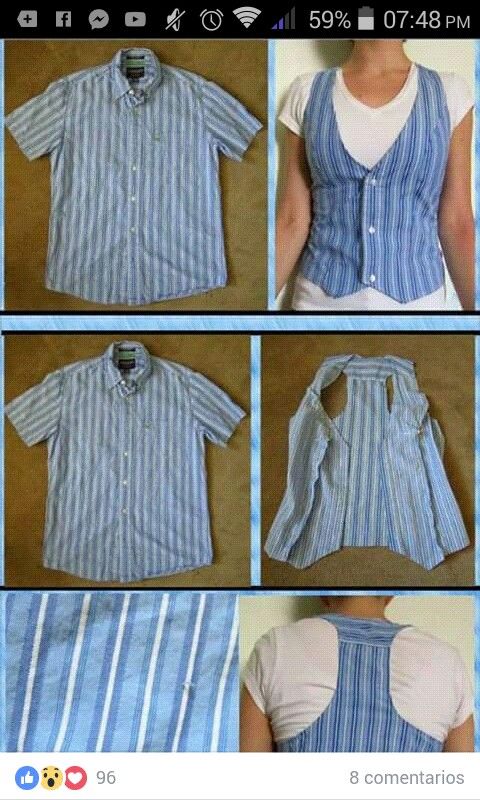 four pictures of different types of women's shirts