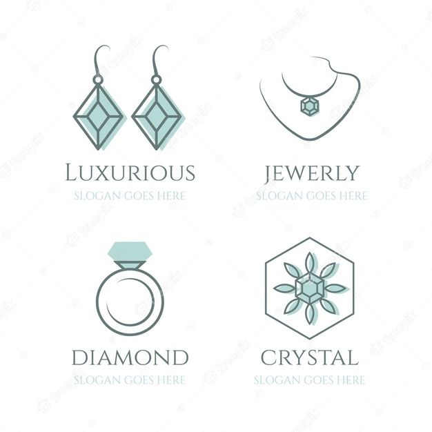 the logos for jewelry stores, including earrings and necklaces are shown in this illustration