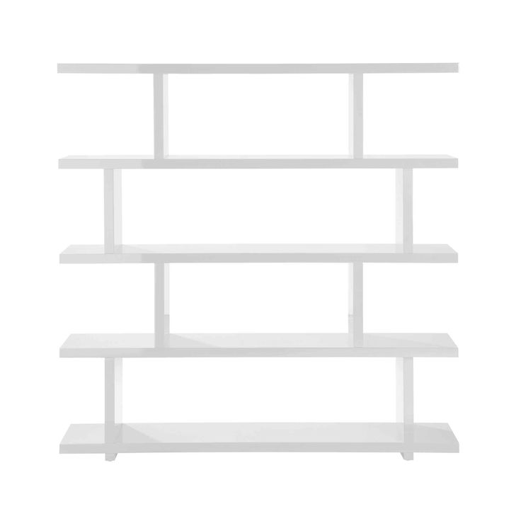 a white shelf with three shelves on each side