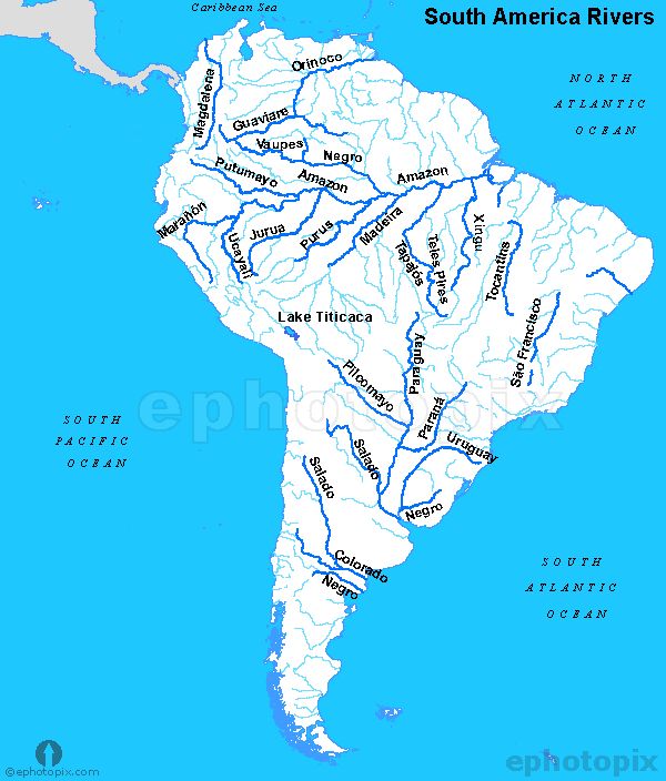 a map of south america showing rivers