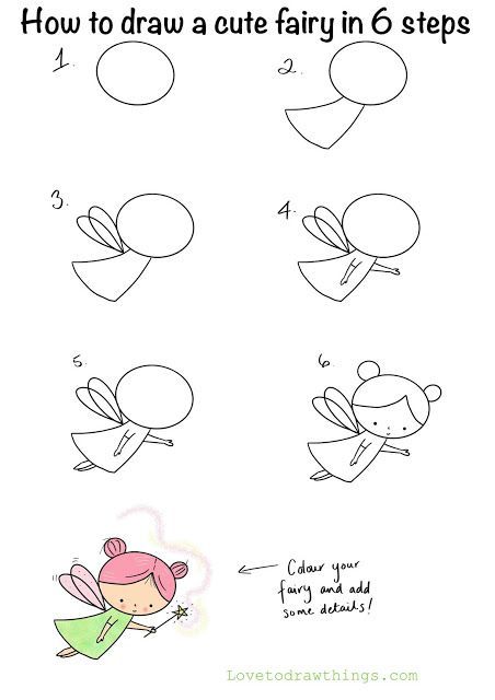 how to draw cute fairy step by step instructions for children and adults with pictures on the page