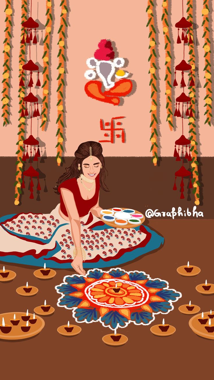 Diwali celebration girl illustartion Dipawali Drawings, Diwali Digital Art, Diwali Illustration Art Aesthetic, Diwali Painting Ideas Aesthetic Indian, Diwali Theme Drawing, Painting On Diwali, Lady Rangoli Designs Diwali, Diwali Chart For School Board, Diwali Scene Drawing