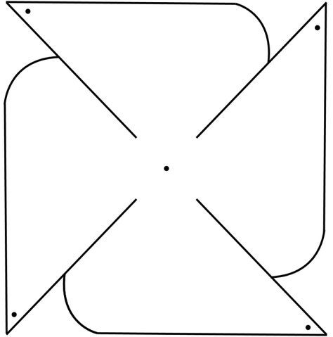 a square shaped object with two intersecting lines in the middle and one diagonal line at the bottom