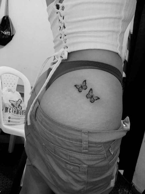 #tattoos #coupletattoos #tattoosideas #fullbodytattoos #tattoosfashions #CoolTattoos #TattooArt #InkMaster Bootie Tattoos For Women, Butterfly Tattoo Buttocks, Butterfly Buttcheek Tattoo, But Tattoos For Women, Butterfly Tattoo Hip, Butterfly Tattoo On Thigh, Butterfly Hip Tattoo, Tattoos Under Buttcheeks, Inner Thigh Tattoos