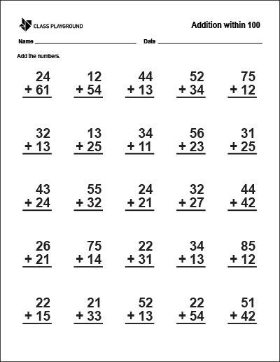 addition worksheet with numbers to 10 and two digit ones in the same place