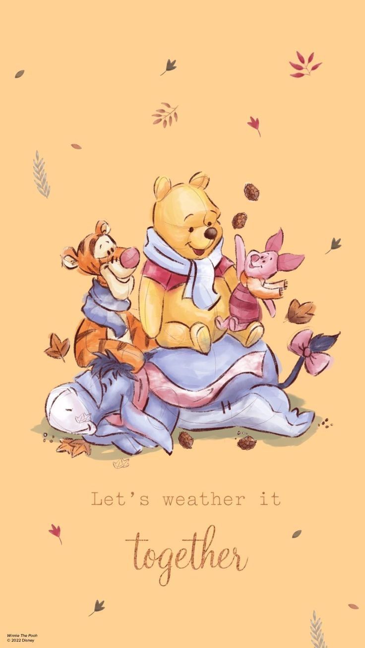 winnie the pooh and friends are sitting together