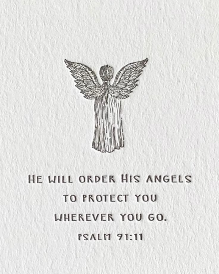 an angel with the words he will order his angels to protect you wherever you go