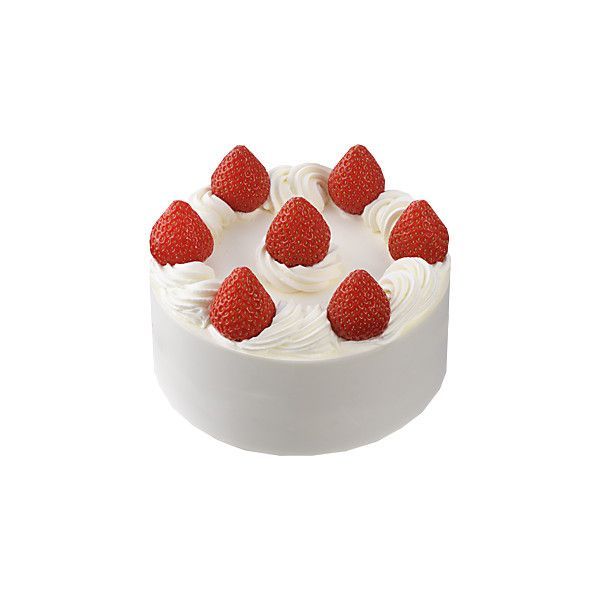 a cake with white frosting and strawberries on top is shown in this image