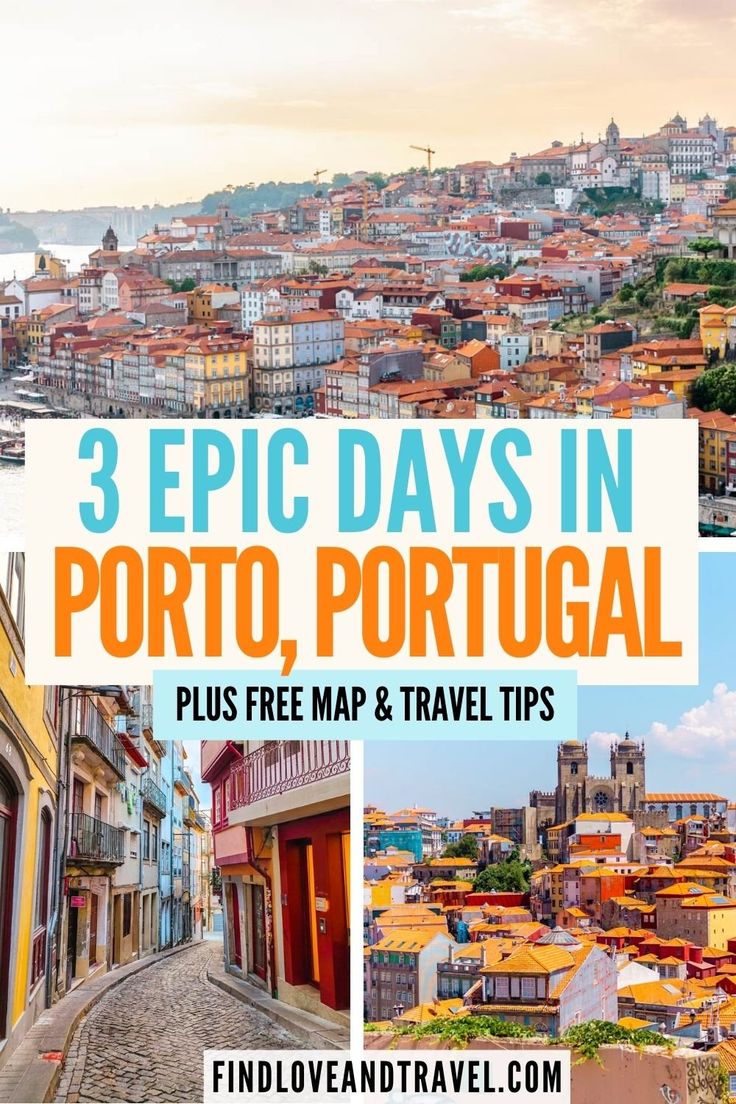 three pictures with the words 3 epic days in portugal, plus free map and travel tips