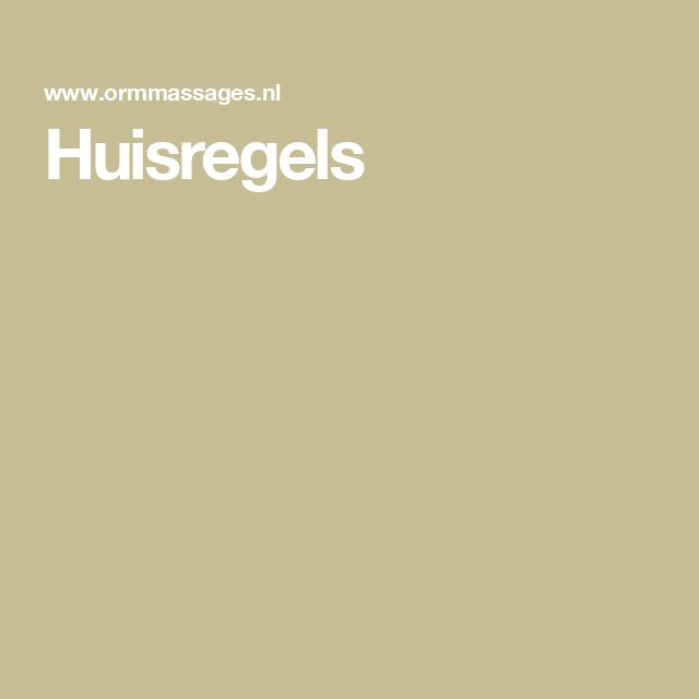 Huisregels Massage