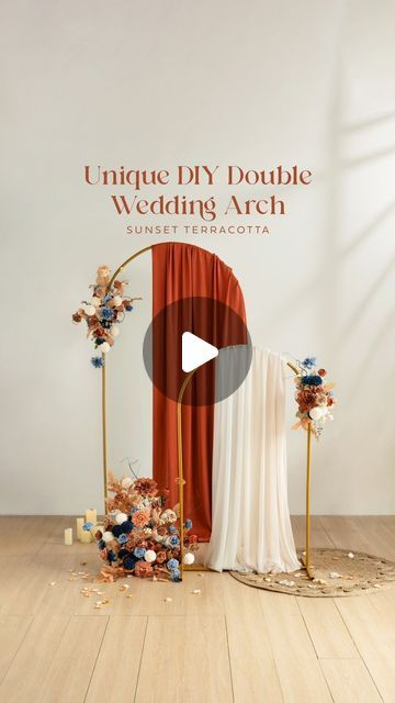 an image of a wedding arch with flowers on it and the words, unique diy double wedding arch