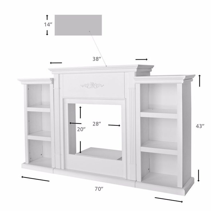 a white bookcase with measurements for it