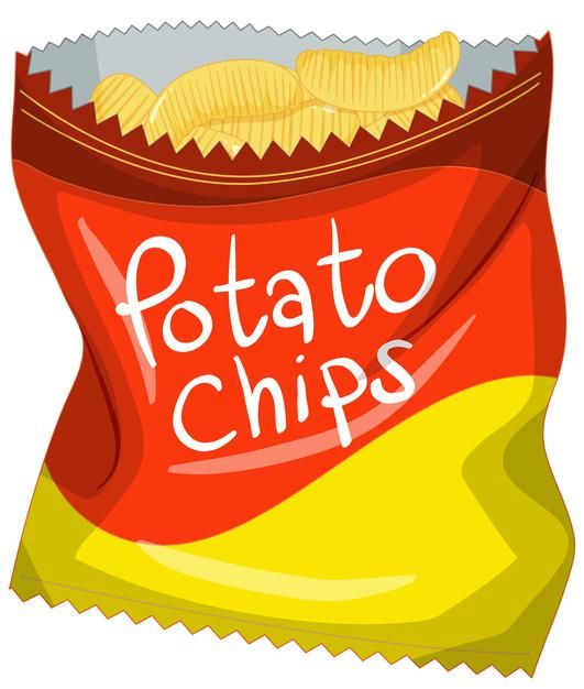 potato chips in a bag with the word potato chips written on it's side