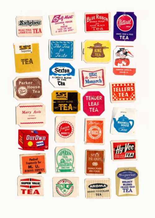 several different types of tea bags are arranged together