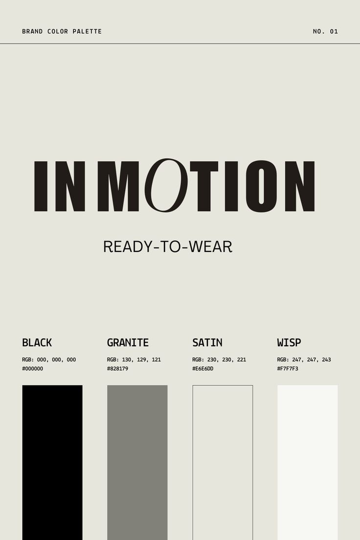 an info sheet with the words in motion, ready - to - wear and different colors