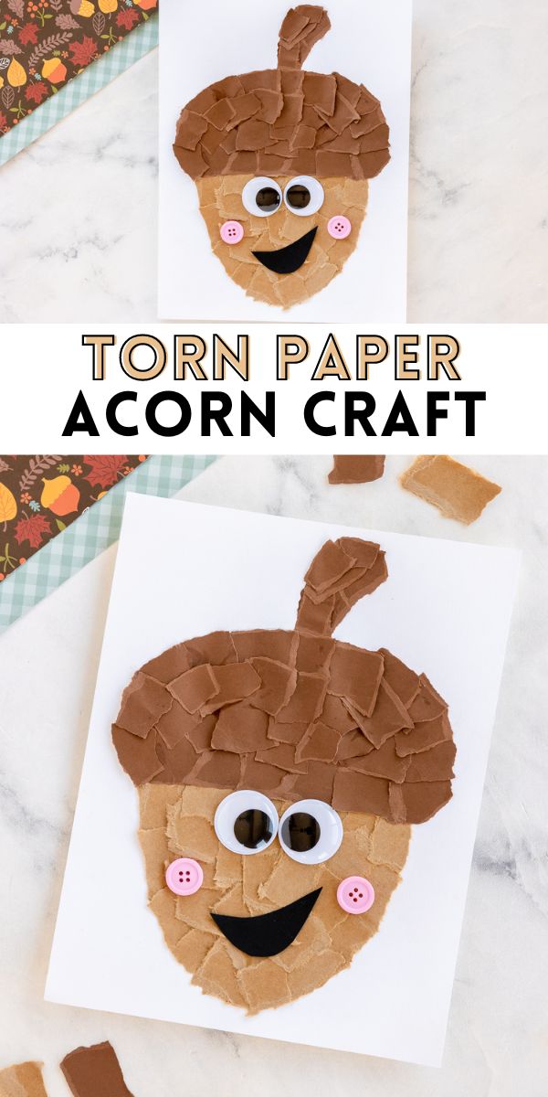 an easy paper acorn craft for kids to make