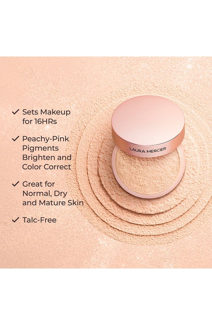 What it is: A talc-free loose setting powder that is infused with hyaluronic acid for up to 16 hours of comfortable wear and ultrablurring power. What it does: This powder has a weightless texture, so skin looks and feels soft, smooth and flawless. It is infused with ultrablurring ingredients like amino acid and silica powders to blur away the look of pores, fine lines and imperfections with total shine absorption and zero photo flashback. How to use: To achieve the Flawless Face, sprinkle a dim Laura Mercier Foundation, Loose Setting Powder, Back Of Hand, Medium Skin Tone, Deep Skin, Flawless Face, Amino Acid, Laura Mercier, Tinted Moisturizer