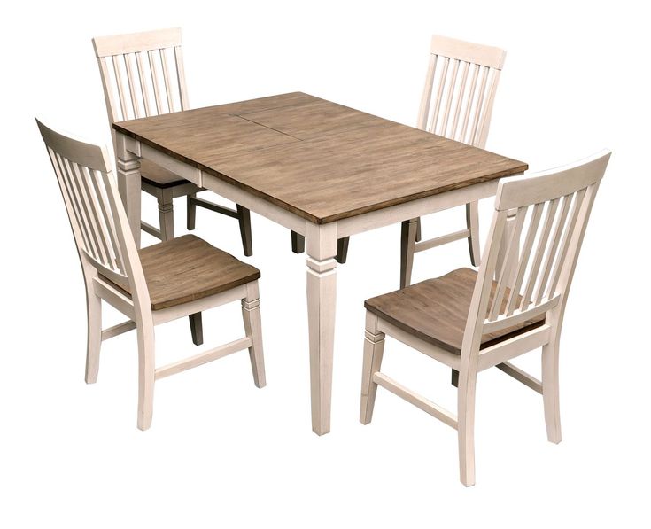 a wooden table with four chairs around it