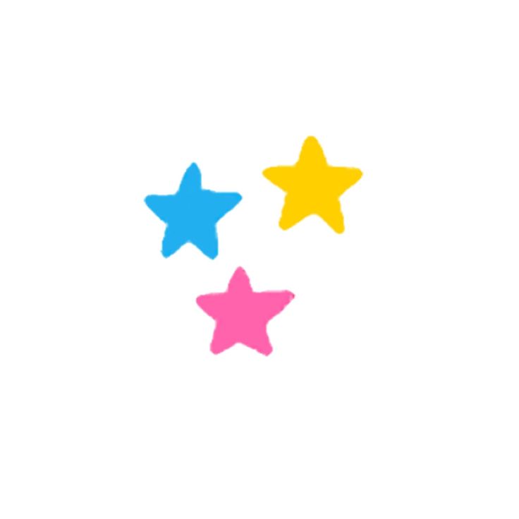 three stars are shown in different colors on a white background