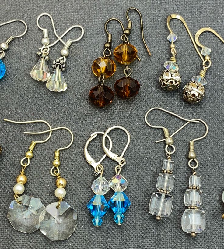 Crystal Bead Earring Lot 18 Pr Clear Aurora Colors Glass Dangle Drop Gold Silver  | eBay Glass Crystal Earrings, Aurora Colors, Bead Earring, Glass Crystal, Diy Beads, Jewelry Branding, Jewelry Ideas, Vintage Watches, Crystal Earrings