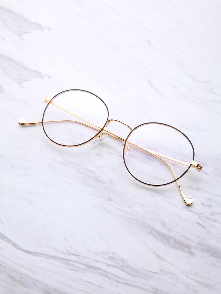 Black And Gold Glasses, Goggles Frame, Black And Gold Frame, Cute Glasses Frames, Glasses Frames Trendy, Circle Glasses, Fake Glasses, Glasses Trends, Womens Glasses Frames