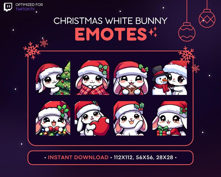 christmas white bunny emotes